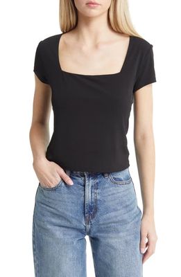 Open Edit Square Neck Top in Black