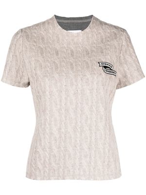 Opening Ceremony embroidered logo cable-knit top - Neutrals
