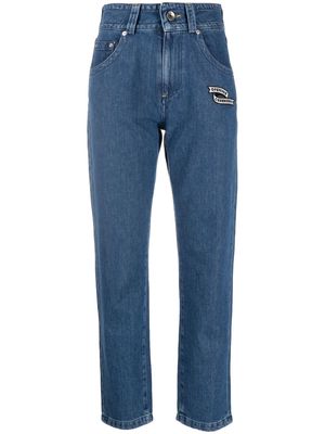 Opening Ceremony embroidered logo-patch cigarette jeans - Blue