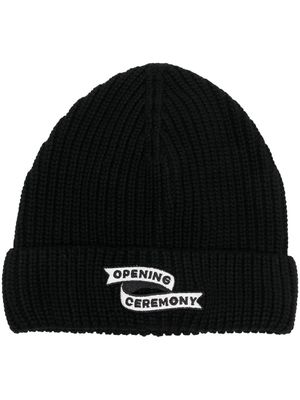 Opening Ceremony logo-patch beanie - Black