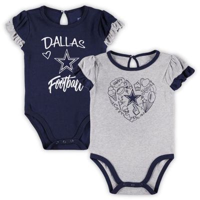 Outerstuff Newborn & Infant Navy/Gray Dallas Cowboys Two-Pack Too Much Love Bodysuit Set