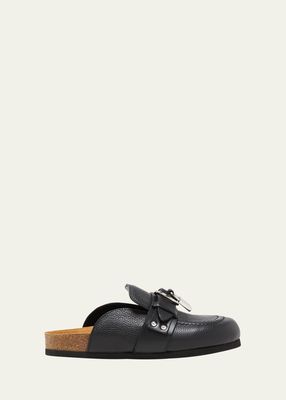Padlock Leather Mule Slides