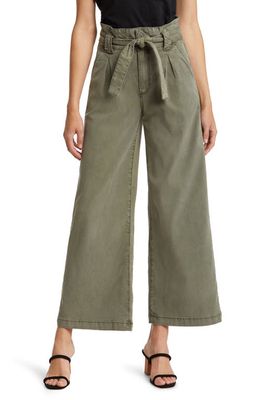 PAIGE Harper Tie Waist Wide Leg Jeans in Vintage Ivy Green