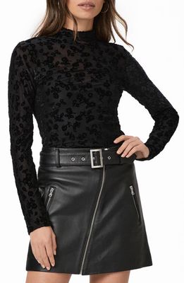 PAIGE Ursula Floral Burnout Mock Neck Top in Black