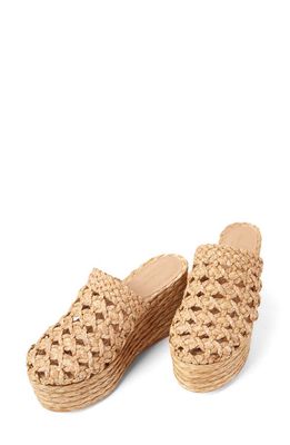 Paloma Barcelo Hanna Wedge Platform Raffia Clog in Natural