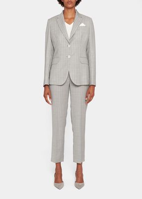 Pinstripe Single-Breast Wool Jacket