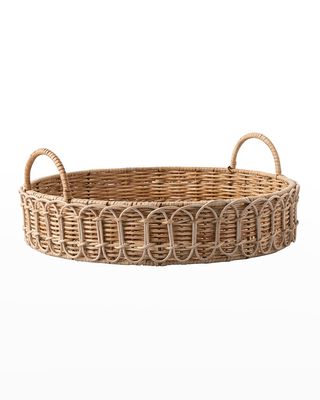Provence Rattan Circle Tray, Whitewash
