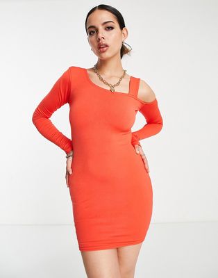 Public Desire double layer slinky cold shoulder mini dress in orange-Red