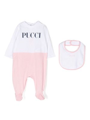 PUCCI Junior logo-print cotton babygrow set - White