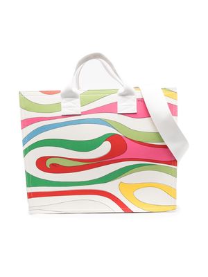 PUCCI Junior marble-pattern changing bag - White