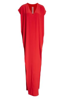 Rick Owens Arrowhead Crepe Shift Dress in Cardinal Red