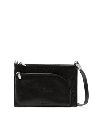 Rick Owens logo-debossed leather clutch bag - Black