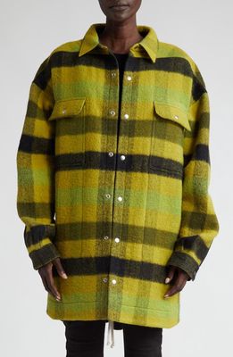 Rick Owens Oversize Buffalo Plaid Wool Coat in Acid Plaid