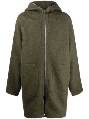 Rick Owens zip-up hooded wool coat - Green