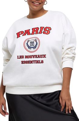 River Island Embroidered Paris Crest Graphic Sweatshirt in White