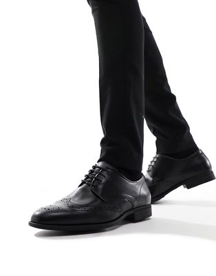 River Island formal brogue derby shoe in black