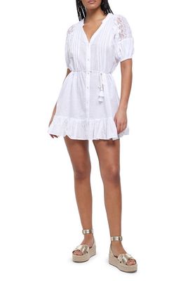 River Island Lace Mini Beach Shirtdress in White