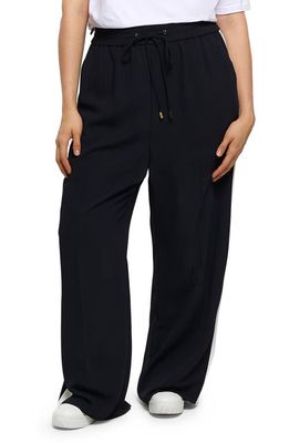 River Island Side Stripe Wide Leg Pants in Black