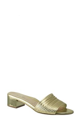 Ron White Evena Metallic Leather Slide Sandal in Platino