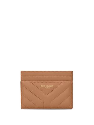 Saint Laurent engraved-logo quilted cardholder - Brown