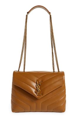 Saint Laurent Small Loulou Chain Leather Shoulder Bag in Naturel Dk/Natur Dk