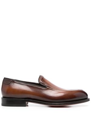 Santoni distressed 25mm loafers - Brown