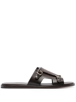 Santoni interwoven-strap flat leather sandals - Brown