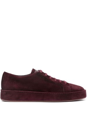 Santoni suede lace-up sneakers - Purple