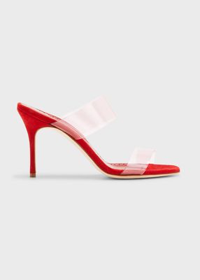 Scolto Clear Two-Band Slide Sandals