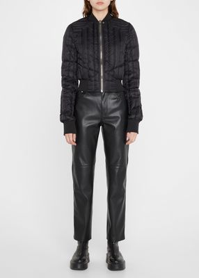 Seamed Crop Puffer Bomber Jacket