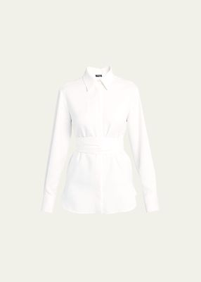 Self-Tie Button Up Blouse