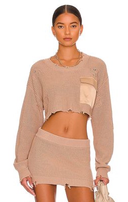 SER.O.YA Cropped Devin Sweater in Nude