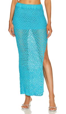 SER.O.YA Sandy Crochet Skirt in Teal