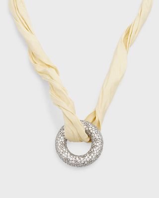 Silk Necklace with Crystal Link
