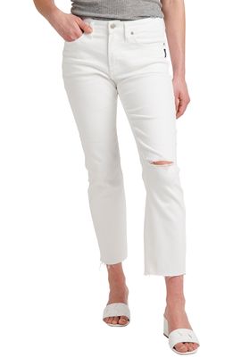 Silver Jeans Co. Most Wanted Ripped Ankle Straight Leg Jeans in Off White