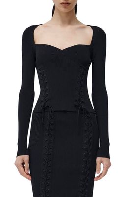 Simkhai Daphane Side Lace-Up Top in Black Multi