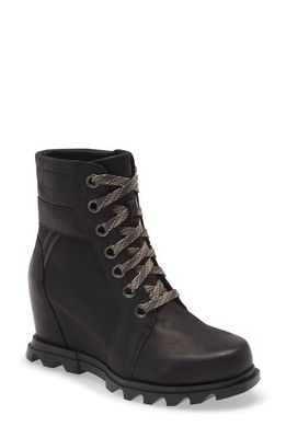SOREL Joan of Arctic Waterproof Wedge III Lexie Lace-Up Bootie in Black Jet