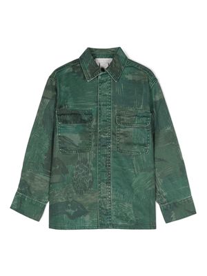 Stella McCartney Kids abstract-pattern cotton shirt - Green