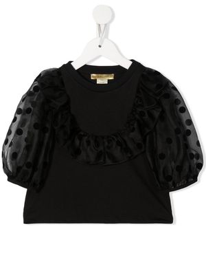 STELLA MCCARTNEY KIDS polka-dot cropped blouse - Black