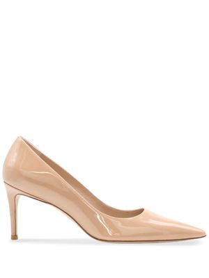 Stuart Weitzman 75mm pointed-toe patent leather pumps - Neutrals