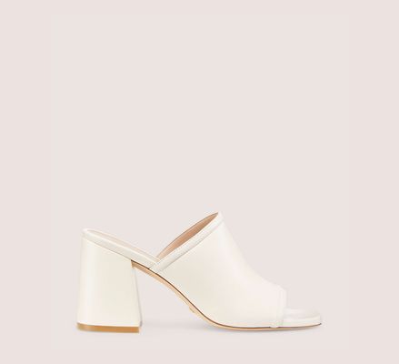 Stuart Weitzman Cayman 85 Block Slide, Seashell Lacquered Nappa Leather