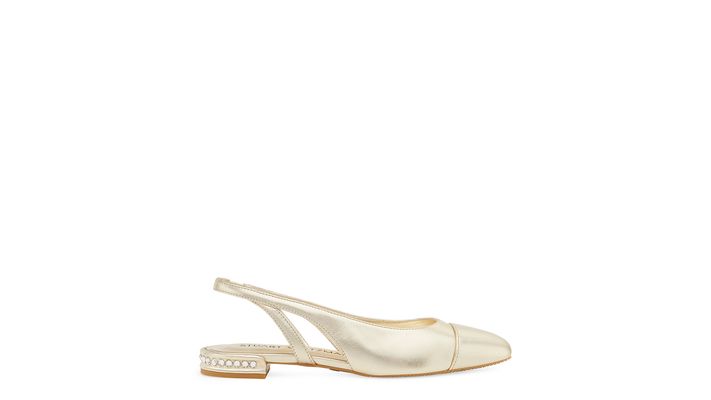 Stuart Weitzman Crystal Slingback Flats & Loafers, Light Gold Liquid Metallic Leather