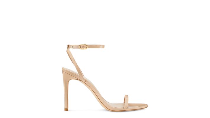 Stuart Weitzman Dancer 95 Sandal The SW Outlet, Golden Beige Patent Leather