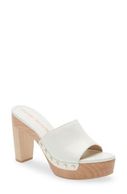 Stuart Weitzman Imitation Pearl Clog 85 Sandal in White.