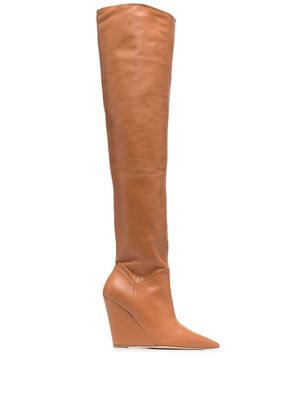 Stuart Weitzman pointed leather knee-high boots - Neutrals