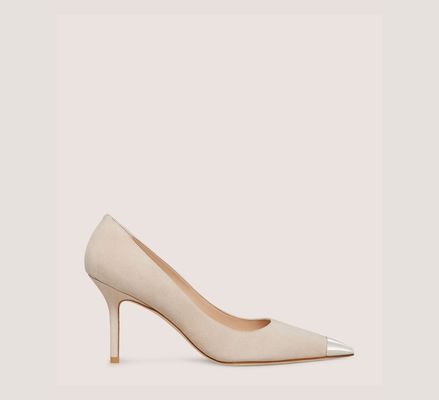 Stuart Weitzman Stuart Capsize 85 Pump Pumps & Heels, Dune & Brushed Silver Suede & Metal