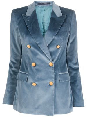 Tagliatore double-breasted velvet blazer - Blue