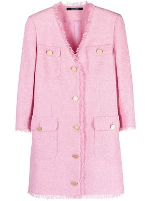 Tagliatore frayed-edge crop-sleeve blazer - Pink