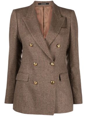 Tagliatore herringbone double-breasted blazer - Brown