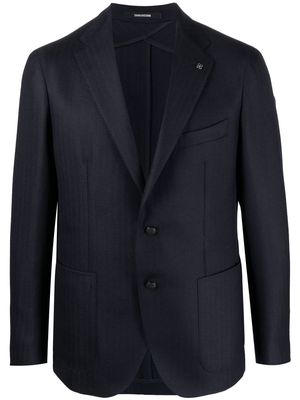 Tagliatore single-breasted herringbone blazer - Blue